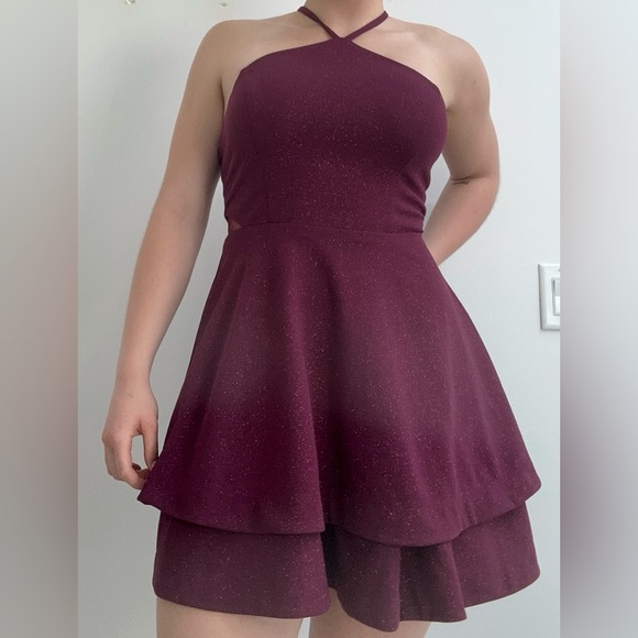 Dresses & Skirts - Dillards. Maroon dress with pink sparkles. Size:large runs big.